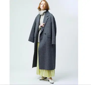 ebure 에부르 울 트윌 리버 더블 체스터 코트 그레이