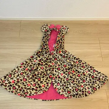 디즈니 리조트 레오파드 무늬 미니 후드 부착 케이프 판초