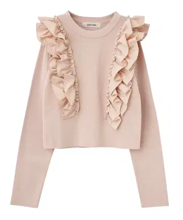 코코딜 프릴 니트 핑크 베이지