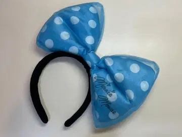 디즈니 미니 마우스 빅 리본 머리띠 스카이블루 미니 도트 머리띠