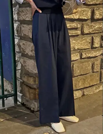 RIRINCO 스트라이프 팬츠 네이비