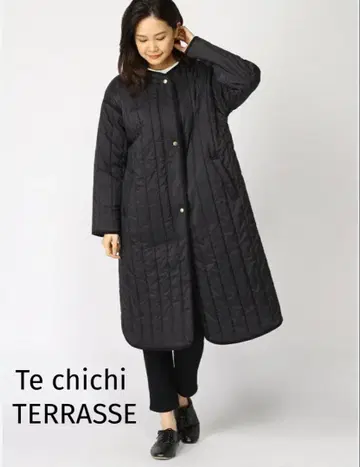 테치치 세로 퀼트 노카라 롱 코트 빅 사이즈