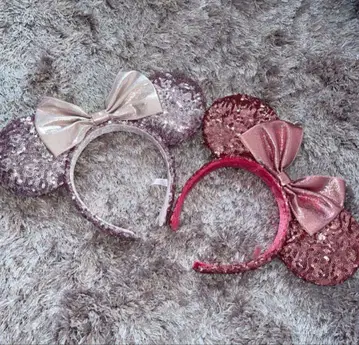 디즈니 미니 스팽글 머리띠 핑크 2개 세트