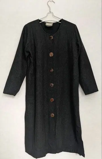 April Cornell 노카라 롱 자켓 그레이 버튼 포함