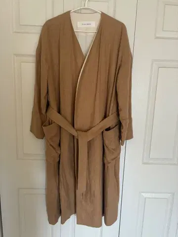 PLAIN PEOPLE 린넨 베이지 롱 코트