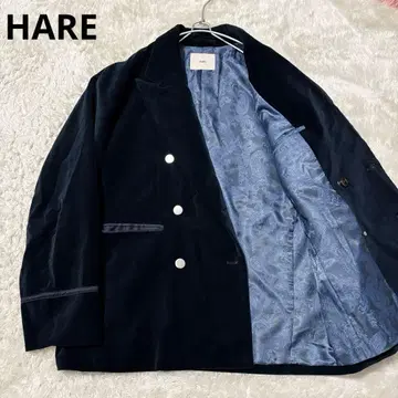 HARE 벨벳 더블 브레스트 테일러드 자켓 은색 버튼