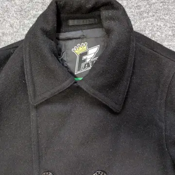 FAT 블랙 더블 브레스트 피 코트