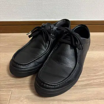무인양품 블랙 가죽 모카신 신발