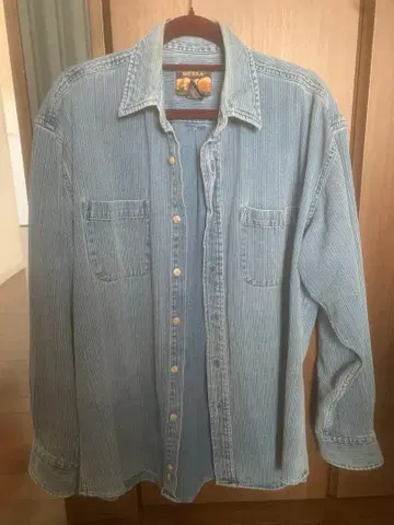 빈티지 SUPER DRY 라이트 블루 데님 긴팔 셔츠