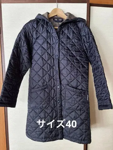 새상품급 라벤햄 후드 부착 퀼팅 롱 코트