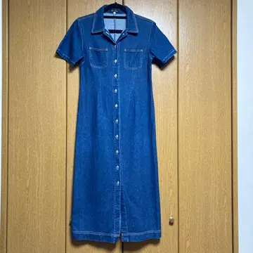 데님 롱 원피스 반팔