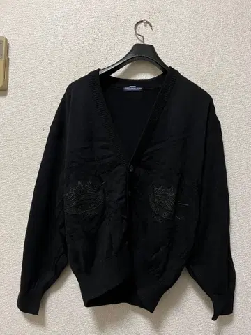 하디 에이 미스 로고 자수 울 니트 가디건 /M 블랙 스트레치