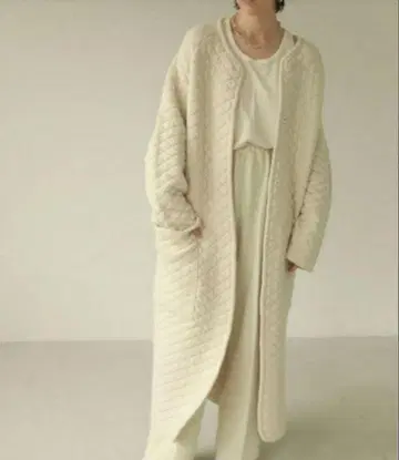 todayful 퀼팅 니트 코트 아우터 에크루 화이트 38