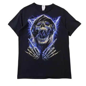 USA 구제 의류 스컬 해골 락 반팔 T셔츠 빅 프린트 I2341