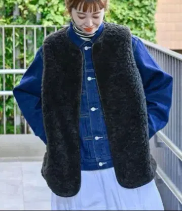 [ 새상품급 ] B.C STOCK 퍼 베스트 블랙