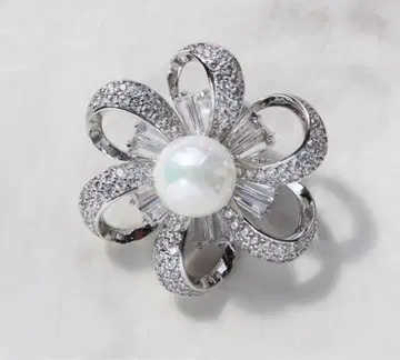 ABISTE 큐빅 지르코니아 x 펄 브로치 펜던트 헤드 실버