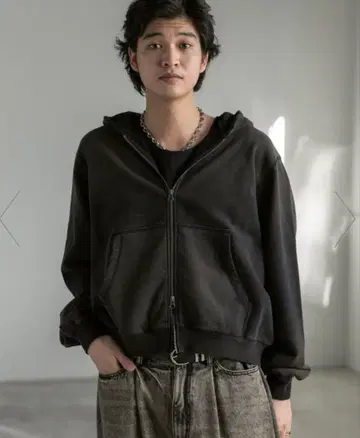 RAGEBLUE 레이지블루 빈티지 느낌 쭈리 더블 지퍼 후드티 M