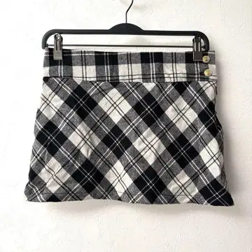 y2k 00s 체크 미니 스커트 로우라이즈 마이크로 미니 스커트 금 버튼