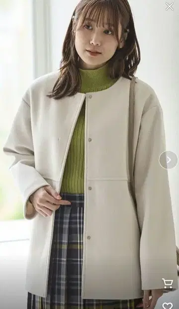 Honeys 노카라 코트 아이보리 M 사이즈