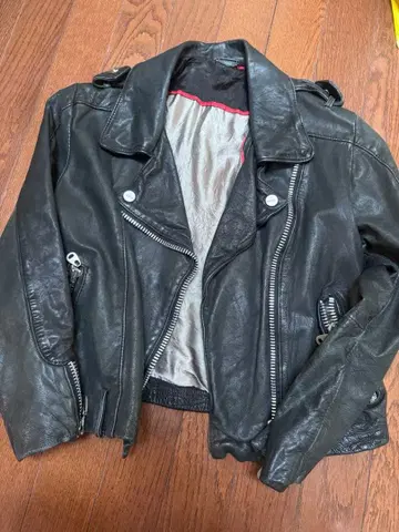 DOMA 블랙 가죽 더블 라이더 자켓