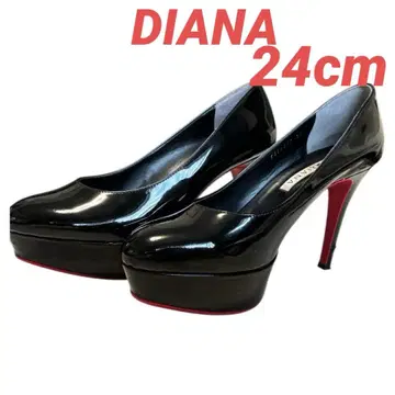 DIANA 다이애나 하이힐 24cm 블랙 빨간색 밑창 에나멜 펌프스