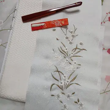 꽃무늬 자수 실크 일본 정통의상 소품