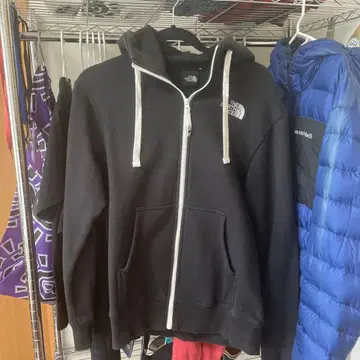짧은 기장 THE NORTH FACE 블랙 후드티 집업