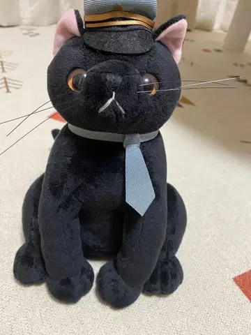 검은 고양이 봉제 인형 모자 넥타이 포함