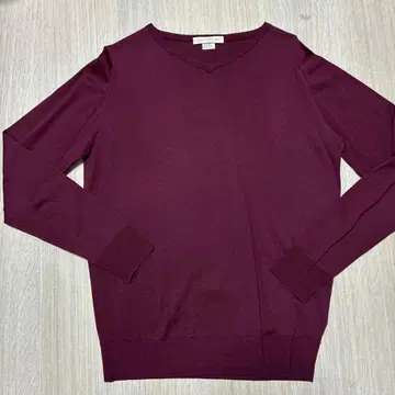 JOHN SMEDLEY 버건디 V넥 스웨터 S 사이즈