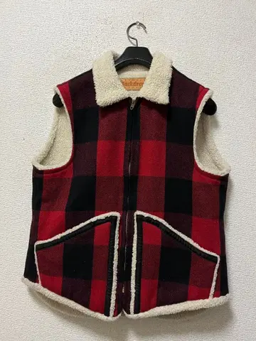 09AW 백드롭 보아 안감 두꺼운 멜톤 베스트 /M 버팔로 체크