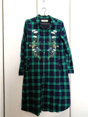 슈퍼 하카 셔츠 원피스 체크 그린