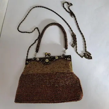 비즈 가마구치 2Way 파티 백 골드