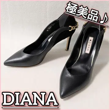 새상품급 다이애나 스틸레토 펌프스 23.5cm 블랙 체인 장식