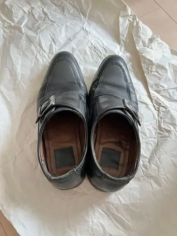 블랙 가죽 더블 몽크 스트랩 신발