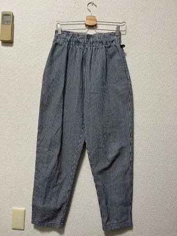 쿠쿠만 히코리 이지 셰프 팬츠 /M 네이비 x 화이트 cookman