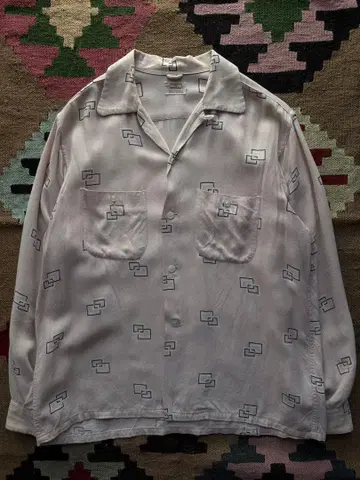 50s 타운크라프트 레이온 셔츠 핑 블랙 아토믹 카스리 로카빌리