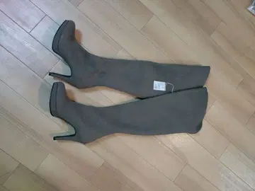 그레이 니하이 부츠 하이힐