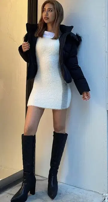 퀼팅 디자인 롱 부츠 블랙