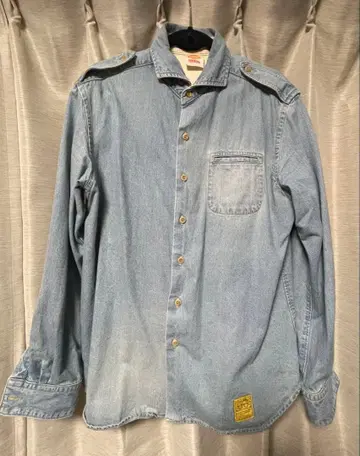 네이탈 디자인 데님 셔츠 라이트 블루