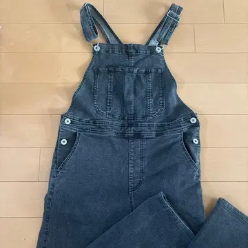 차오패닉 블랙 데님 오버롤