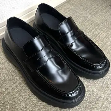 통굽 로퍼 FILLIN  블랙 가죽