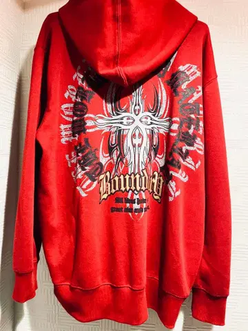 빨간색 크로스 십자가 집업 후드티 y2k 그런지 00s XL 상당