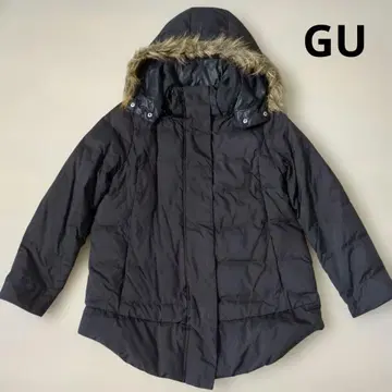 GU 다운 자켓 M 퍼 후드 블랙 유니클로