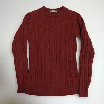 nano universe 버건디 케이블 니트 스웨터 코튼 니트