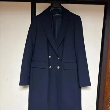 ZARA 네이비 더블 브레스트 롱 코트