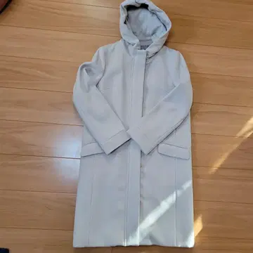 후드 부착 롱 코트 그레이