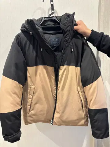 BEAMS HEART 다운 자켓 S 블랙/베이지