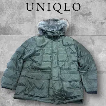 유니클로 퍼 카키 다운 자켓 XL