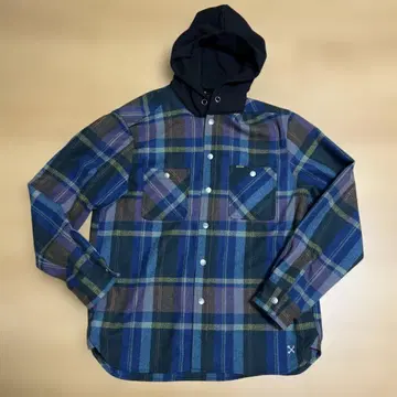 BLUCO 후드 부착 체크 플란넬 셔츠