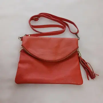 [ 이탈리아 ] 오렌지 가죽 숄더백 태슬 포함